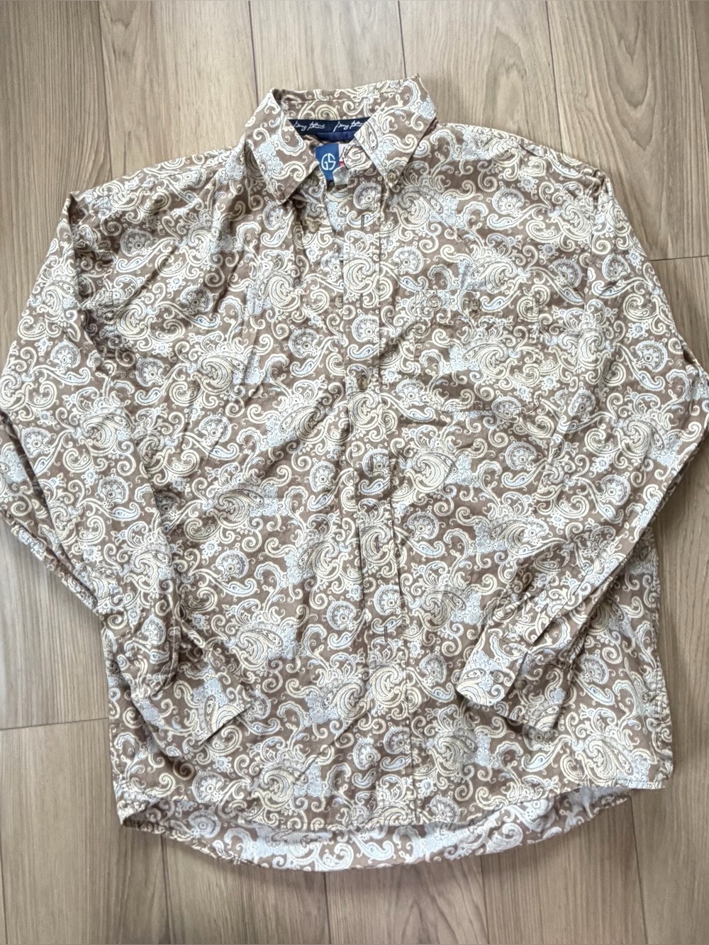 Wrangler George Strait Collection Mens Beige Paisley Button Down Long Sleeve